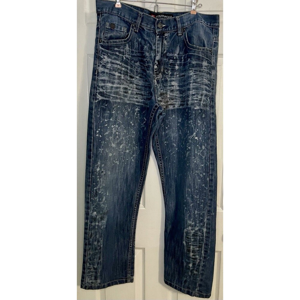 Vintage Southpole Jeans 34x32 Paint Splatter Distressed Baggy Y2K Skater